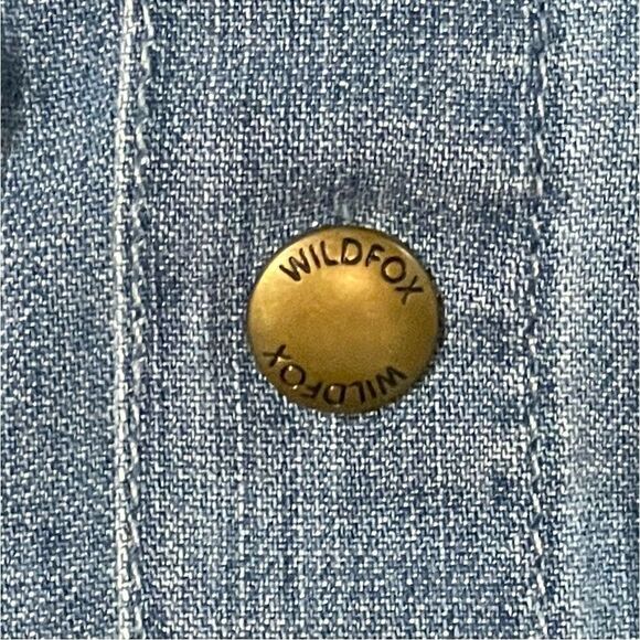 Wildfox Frankie NWOT Denim Mini A Line Cotton Button Blue Pockets Ladies Size S - Picture 6 of 7